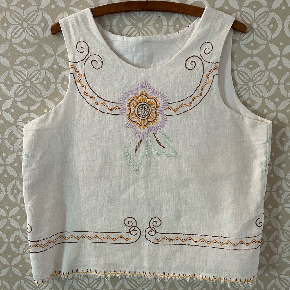 Floral Embroidered Sleeveless Top